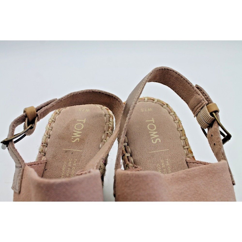 Toms Monica Suede Espadrille Wedge Platform Sandals Blush Pink 7.5 10015134 - Picture 12 of 13